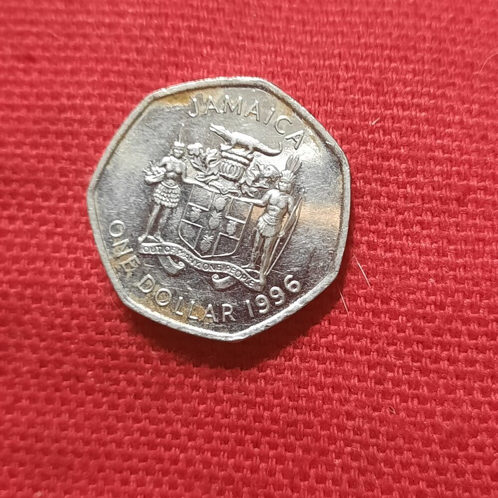 1996 Jamaican silver dollar And Paper Bill